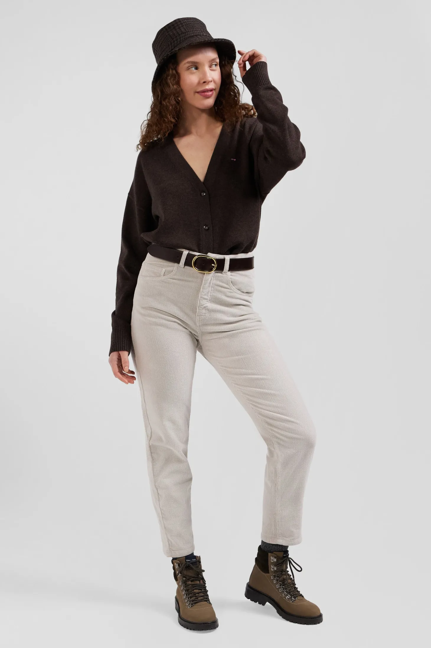 Comfort beige stretch cotton 5-pocket jeans