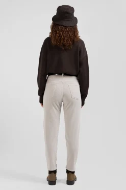Comfort beige stretch cotton 5-pocket jeans