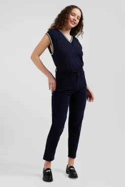 Comfort navy blue stretch cotton 5-pocket jeans