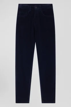 Comfort navy blue stretch cotton 5-pocket jeans