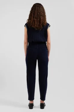 Comfort navy blue stretch cotton 5-pocket jeans