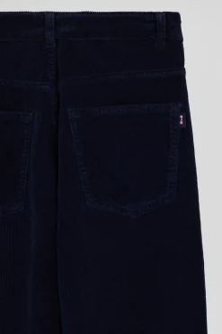 Comfort navy blue stretch cotton 5-pocket jeans