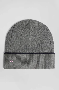 Cotton and cashmere beanie with contrasting trim