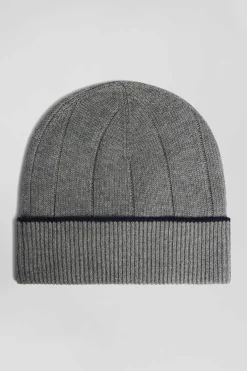 Cotton and cashmere beanie with contrasting trim