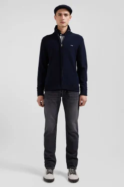 Cotton cardigan with navy blue back embroidery