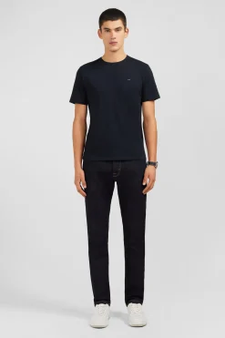Crew neck black pima cotton t-shirt