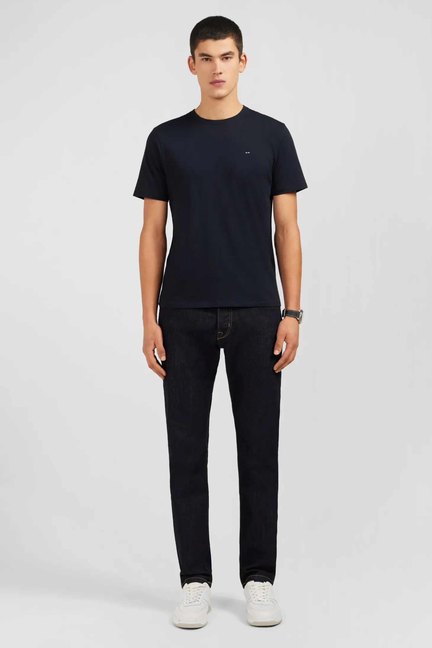Crew neck black pima cotton t-shirt