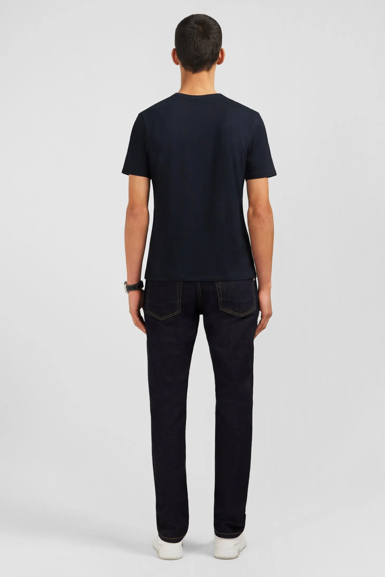 Crew neck black pima cotton t-shirt