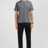 Crew neck grey pima cotton t-shirt
