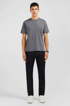 Crew neck grey pima cotton t-shirt