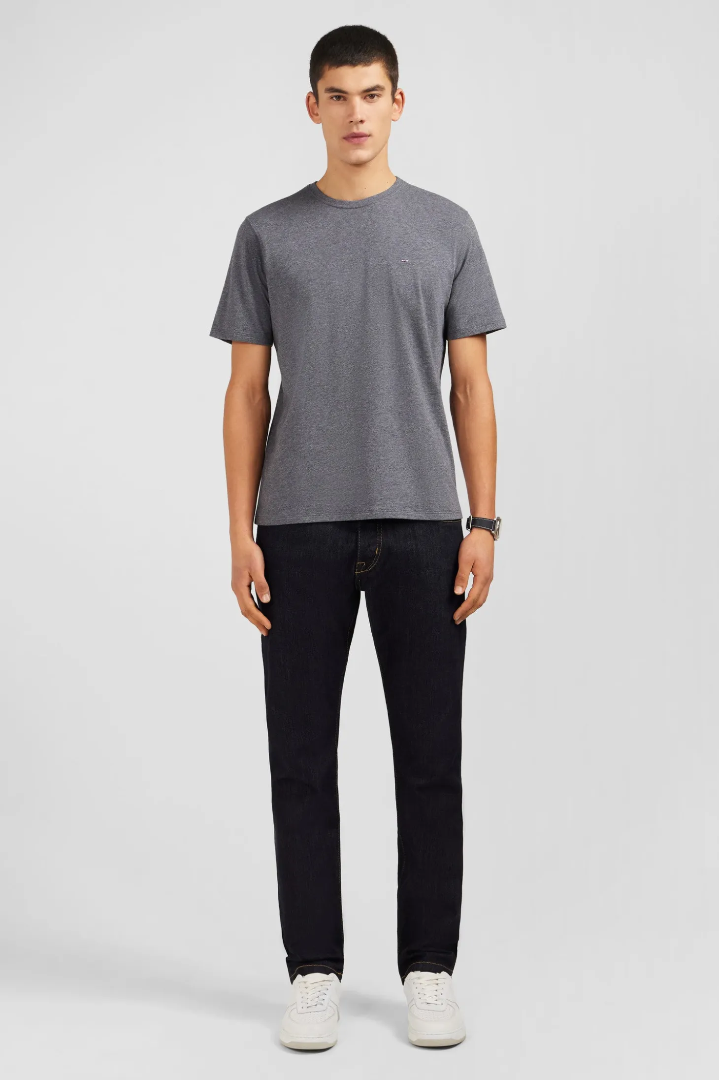 Crew neck grey pima cotton t-shirt