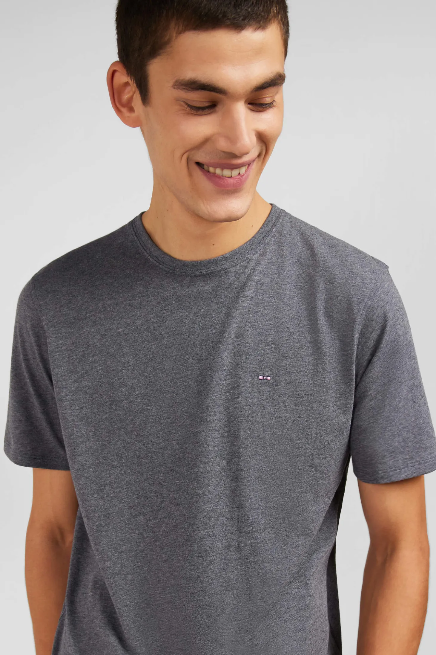 Crew neck grey pima cotton t-shirt