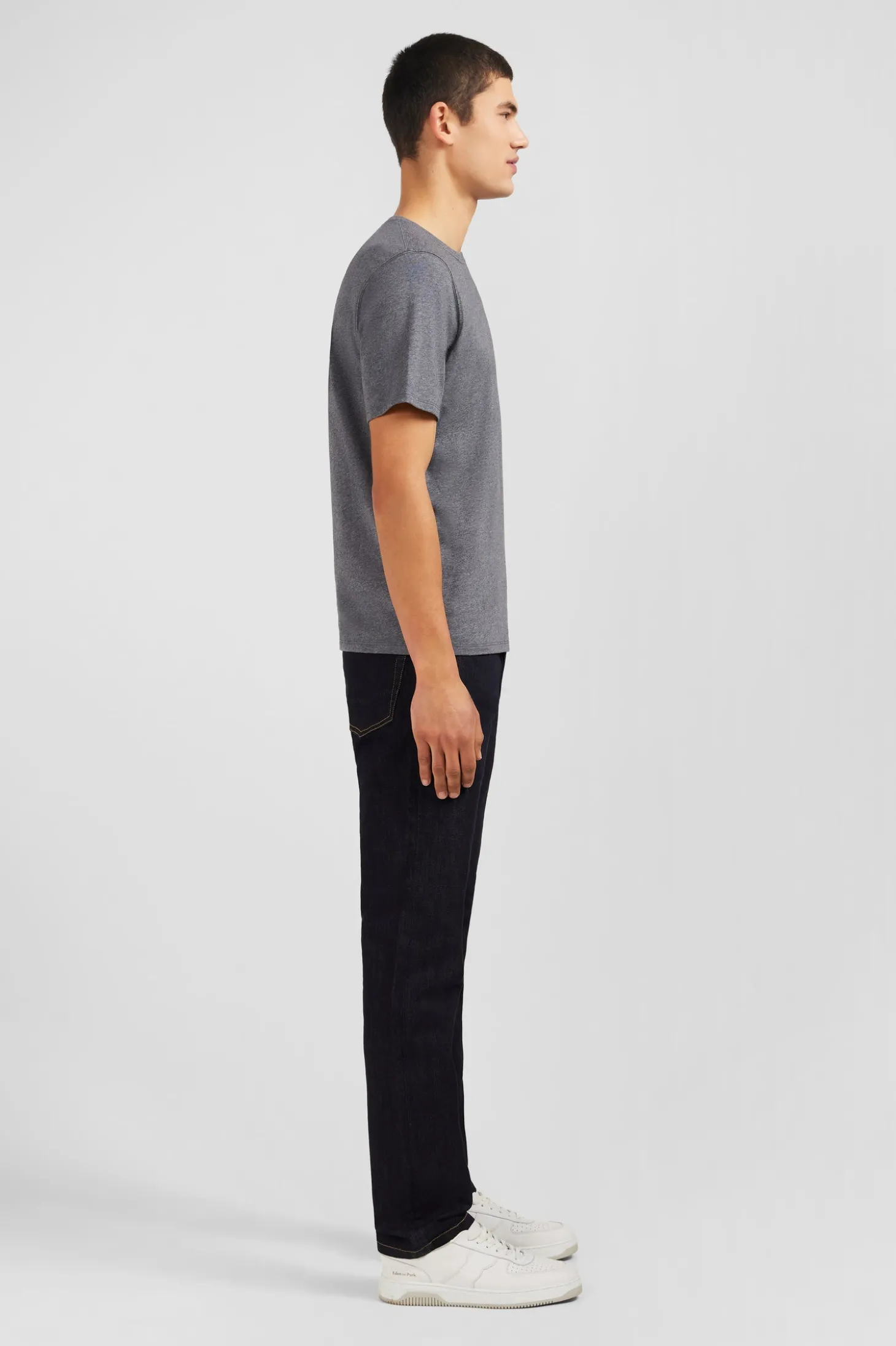 Crew neck grey pima cotton t-shirt