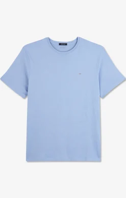 Crew neck light blue pima cotton t-shirt
