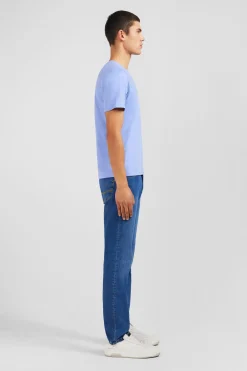 Crew neck light blue pima cotton t-shirt
