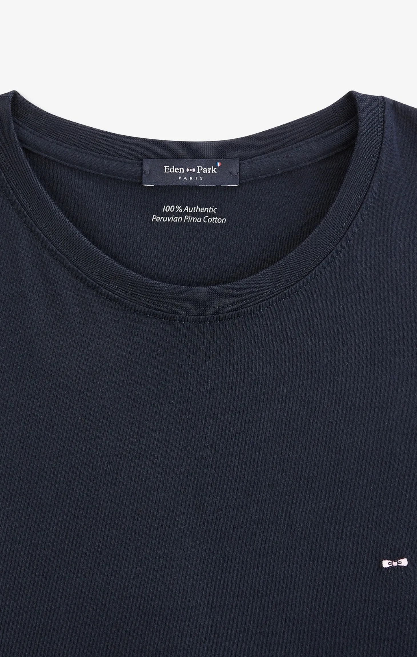 Crew neck navy blue pima cotton t-shirt