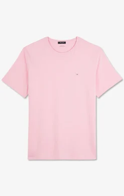 Crew neck pink pima cotton t-shirt