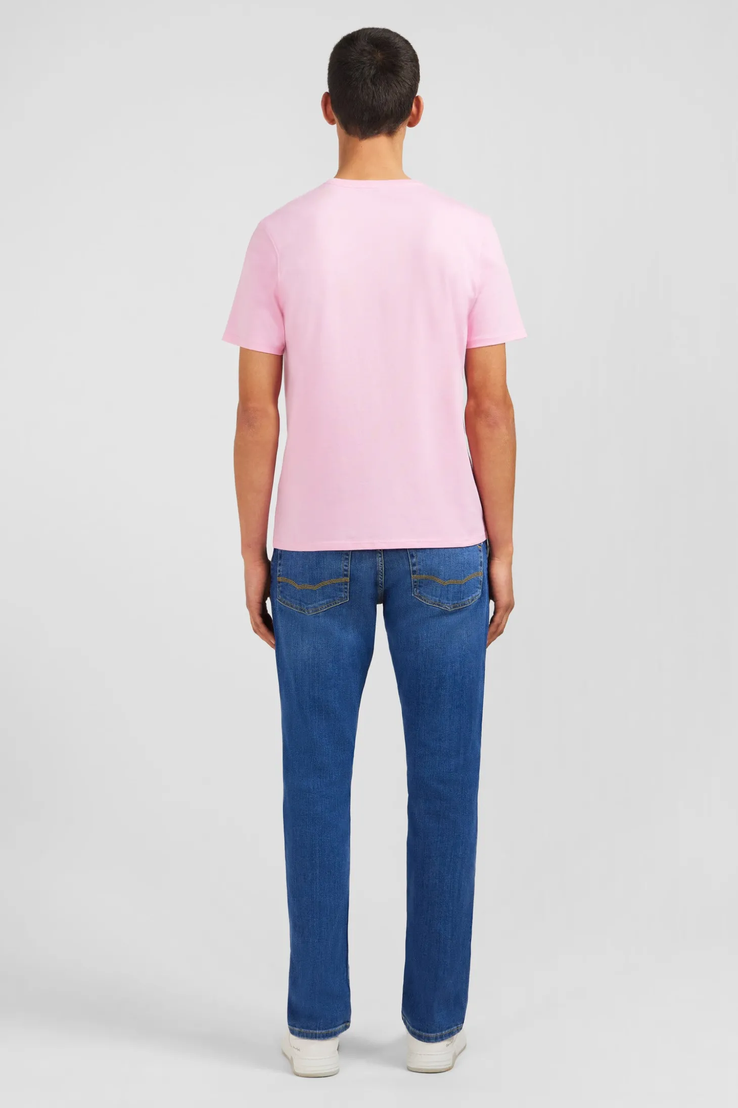 Crew neck pink pima cotton t-shirt
