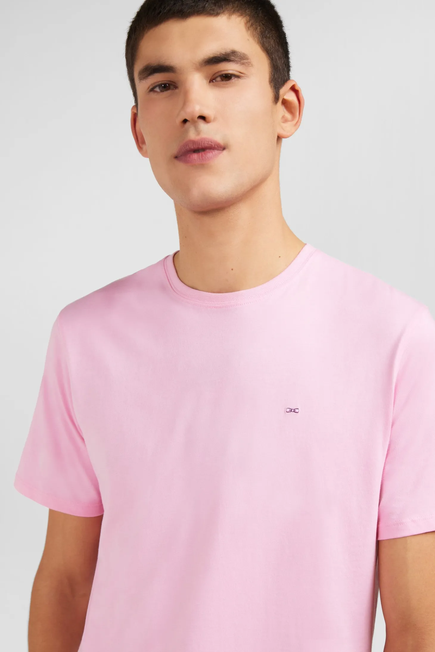 Crew neck pink pima cotton t-shirt
