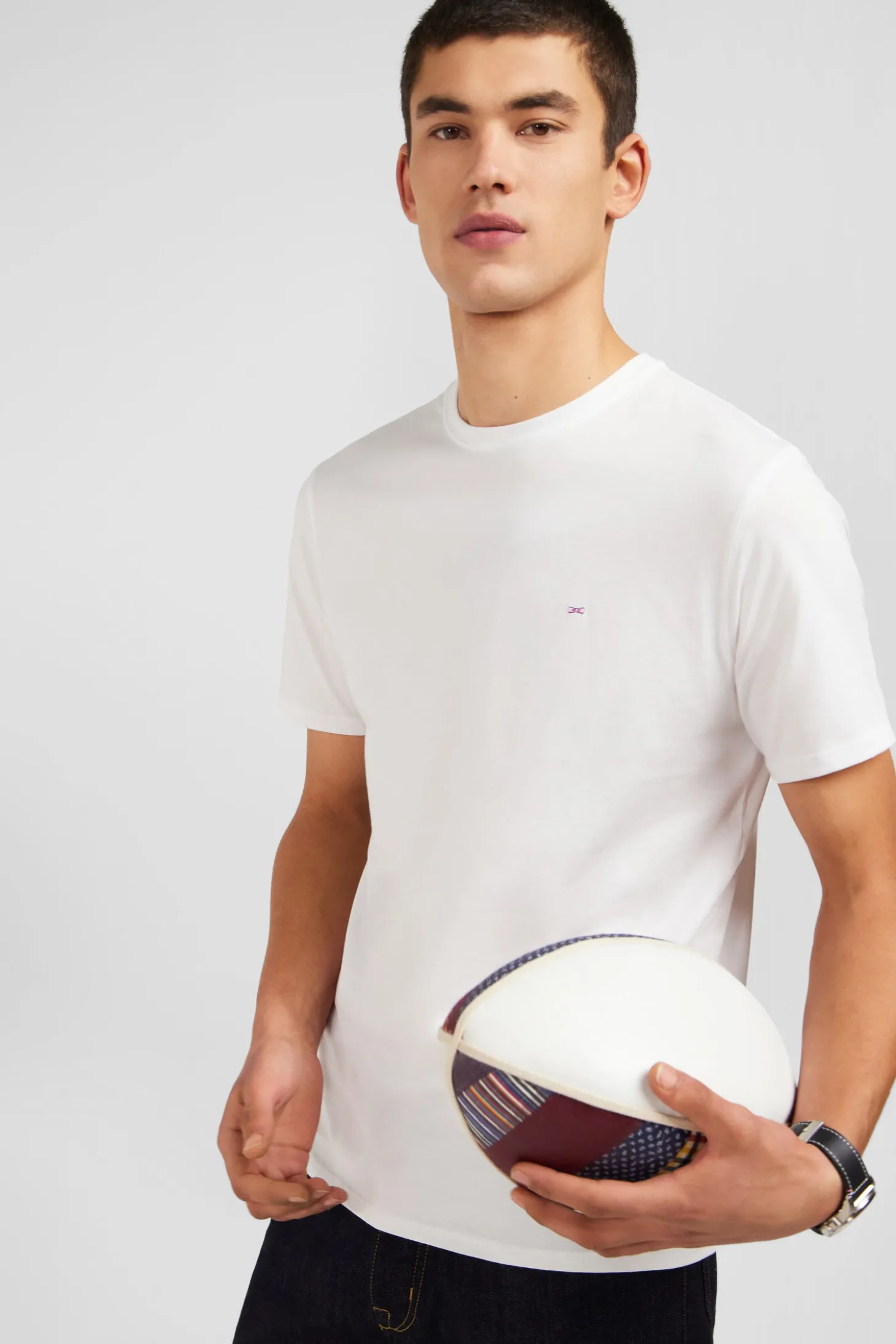 Crew neck white light pima cotton t-shirt