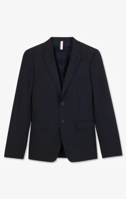 Dark blue blazer with embossed bow detail