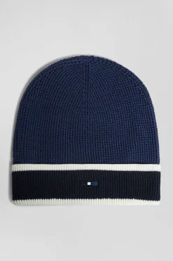 Dark blue cotton EP10 jacquard beanie