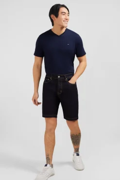Dark blue denim shorts