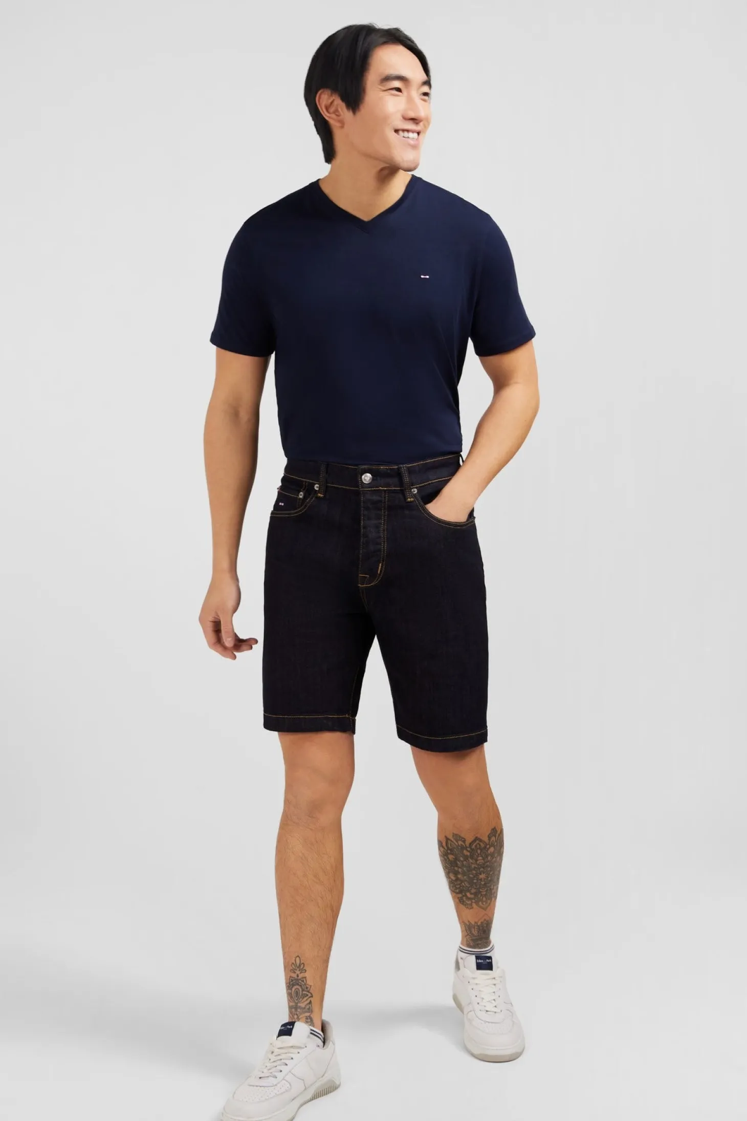 Dark blue denim shorts