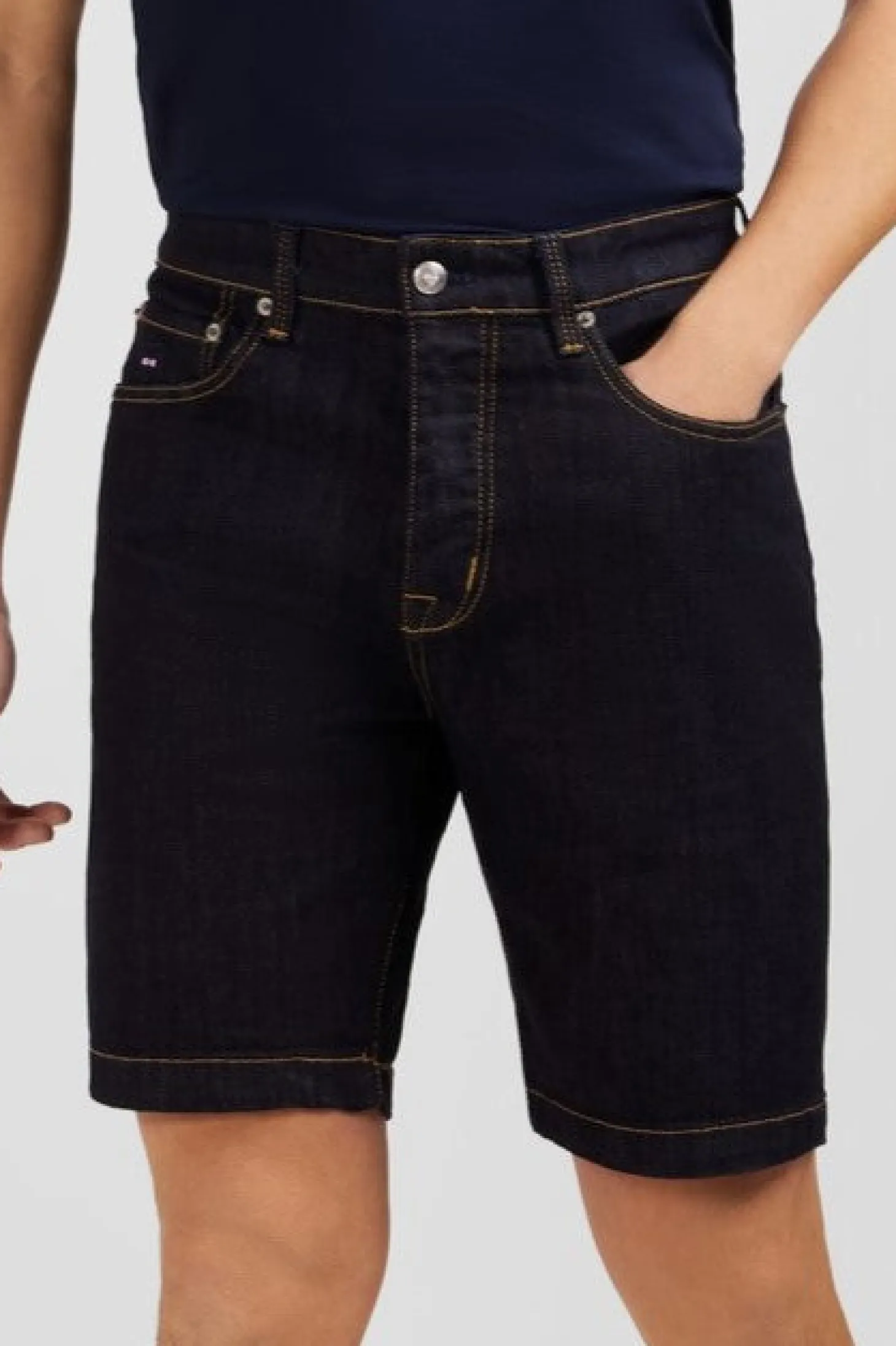Dark blue denim shorts