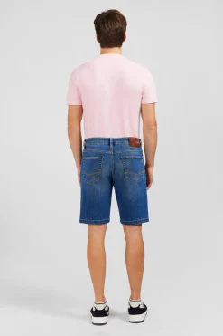 Dark blue denim shorts with faded effect