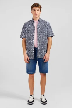 Dark blue denim shorts with faded effect