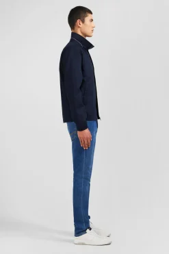 Dark blue jacket in cotton gabardine