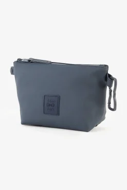 Dark blue oval rubber pencil case
