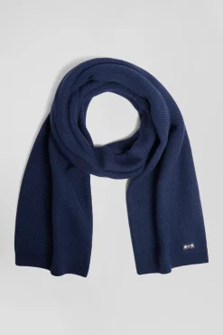 Dark blue plain cotton scarf