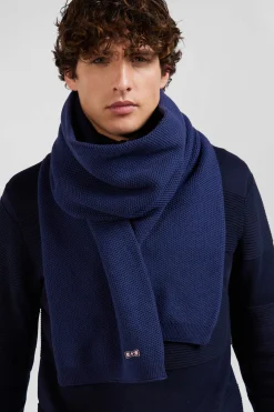 Dark blue plain cotton scarf