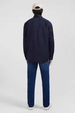 Dark blue shirt in stretch cotton