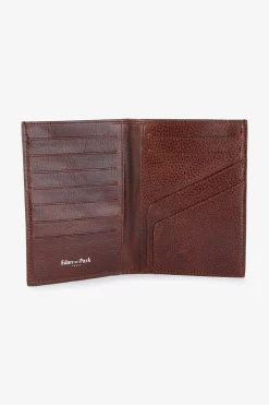 Dark brown leather travel wallet