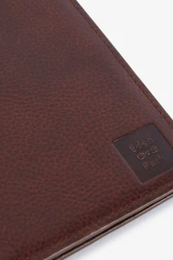 Dark brown leather travel wallet
