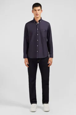 Dark grey plain cotton shirt