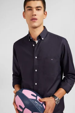 Dark grey plain cotton shirt