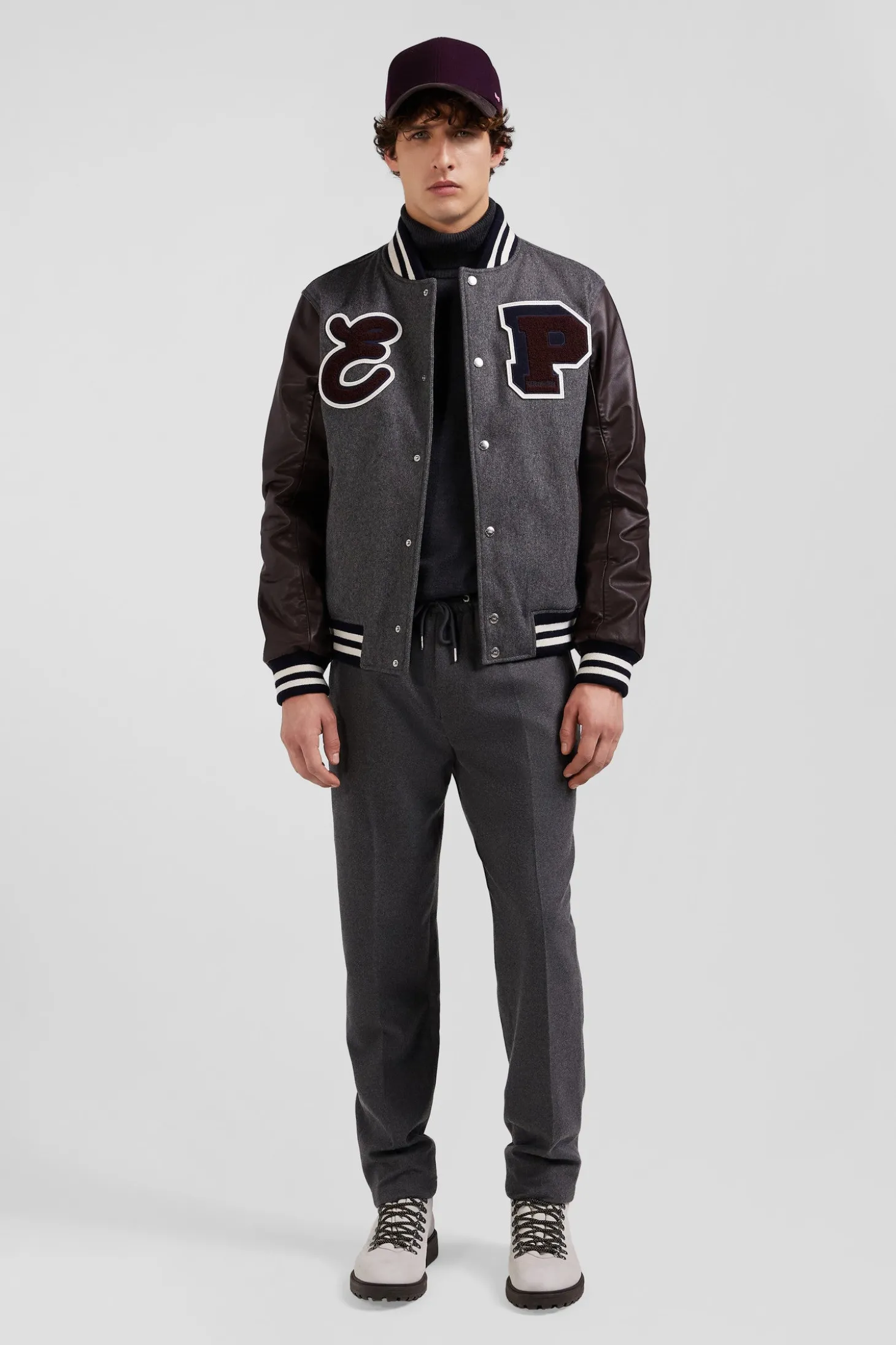 Dark grey Teddy leather jacket