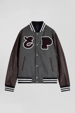 Dark grey Teddy leather jacket