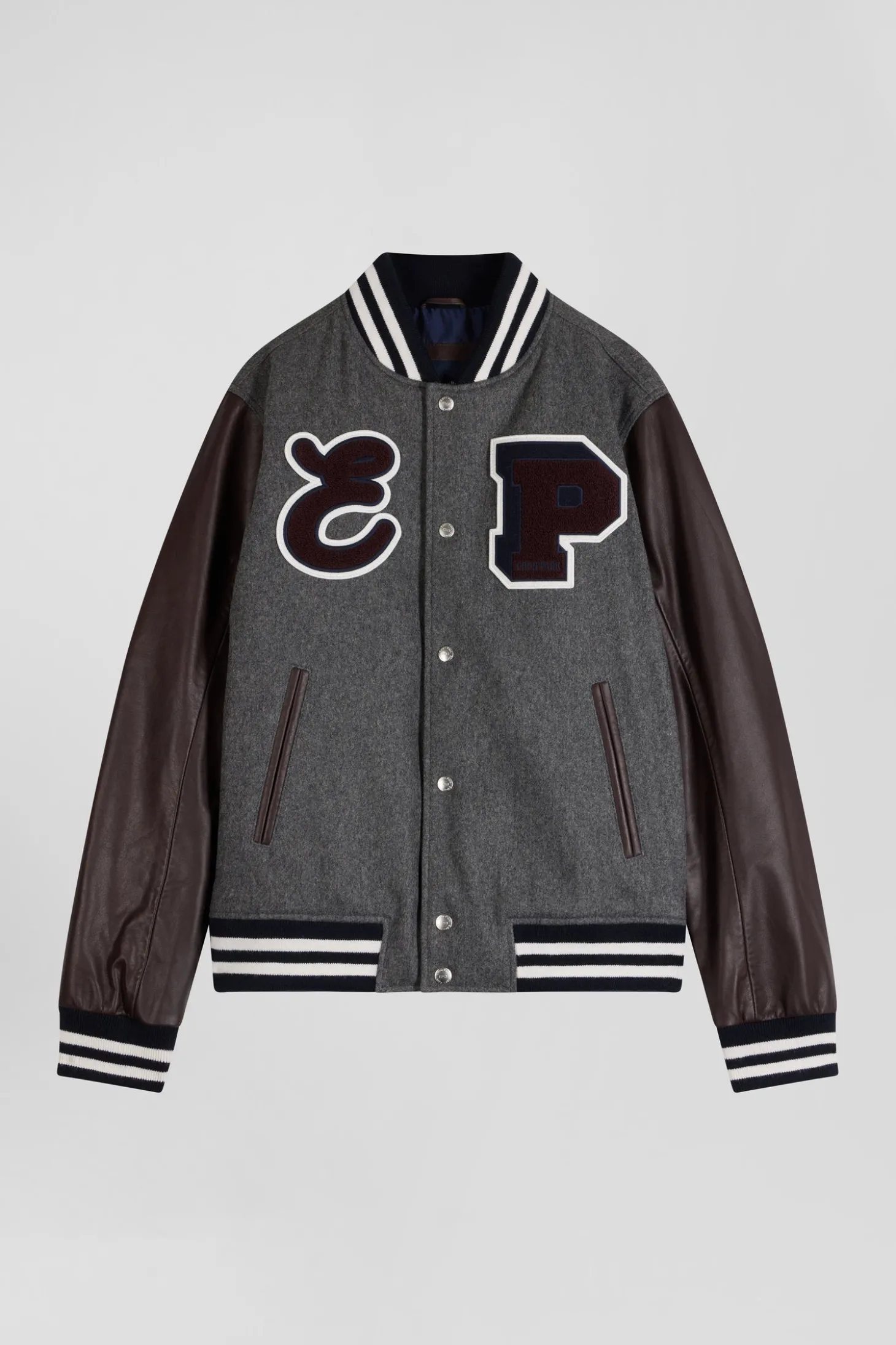 Dark grey Teddy leather jacket