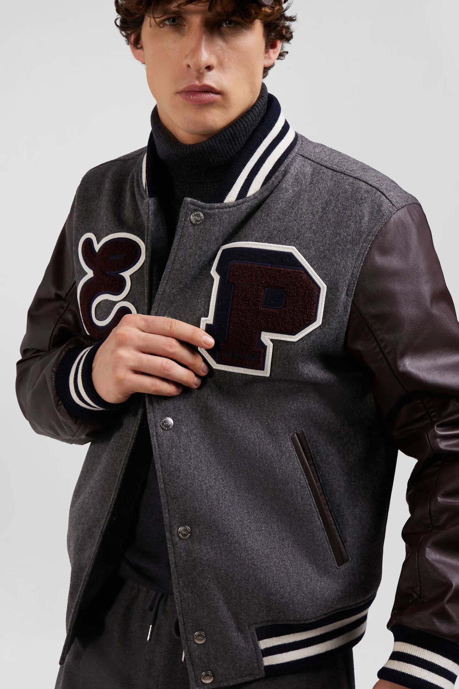 Dark grey Teddy leather jacket