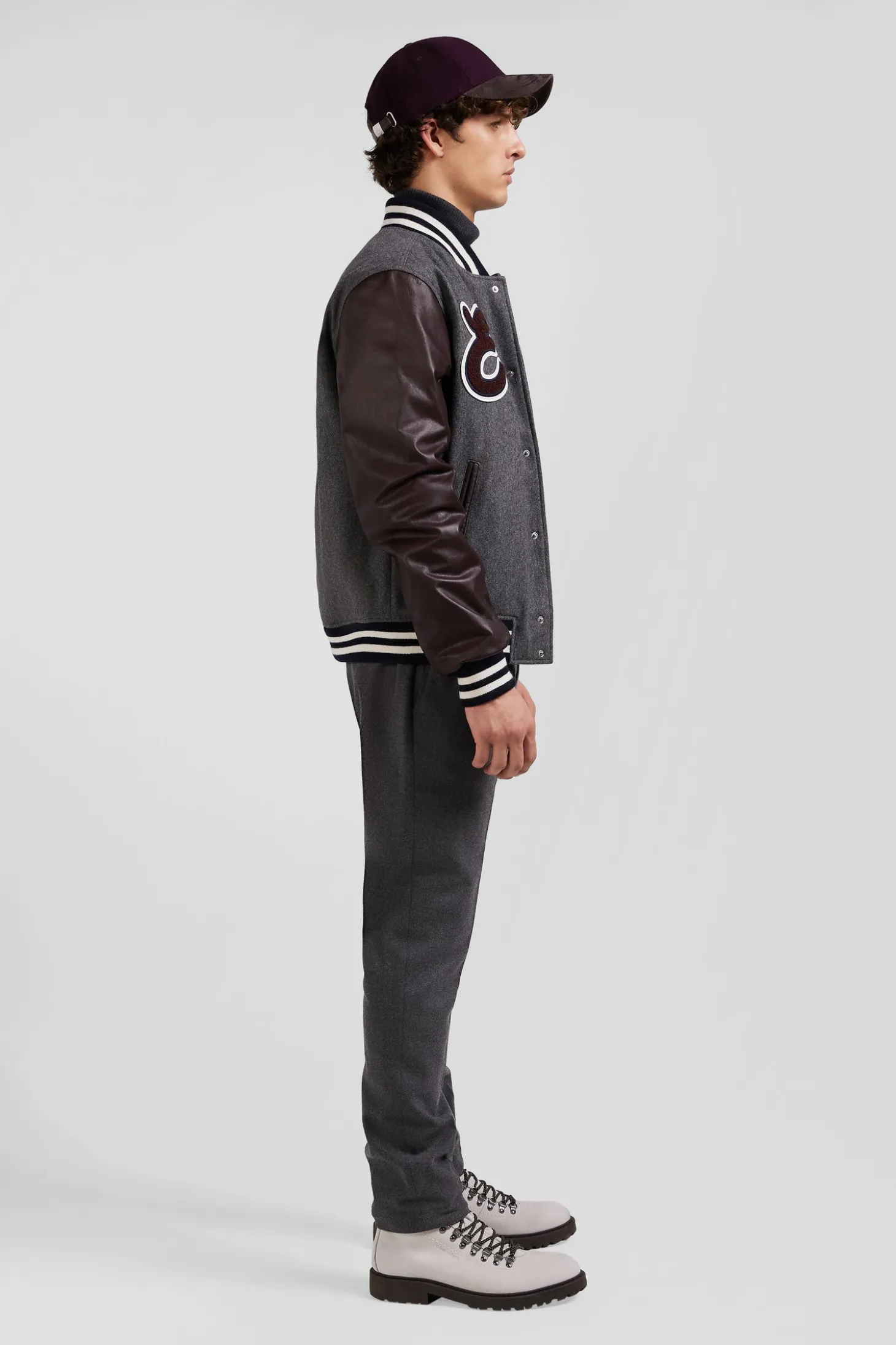 Dark grey Teddy leather jacket