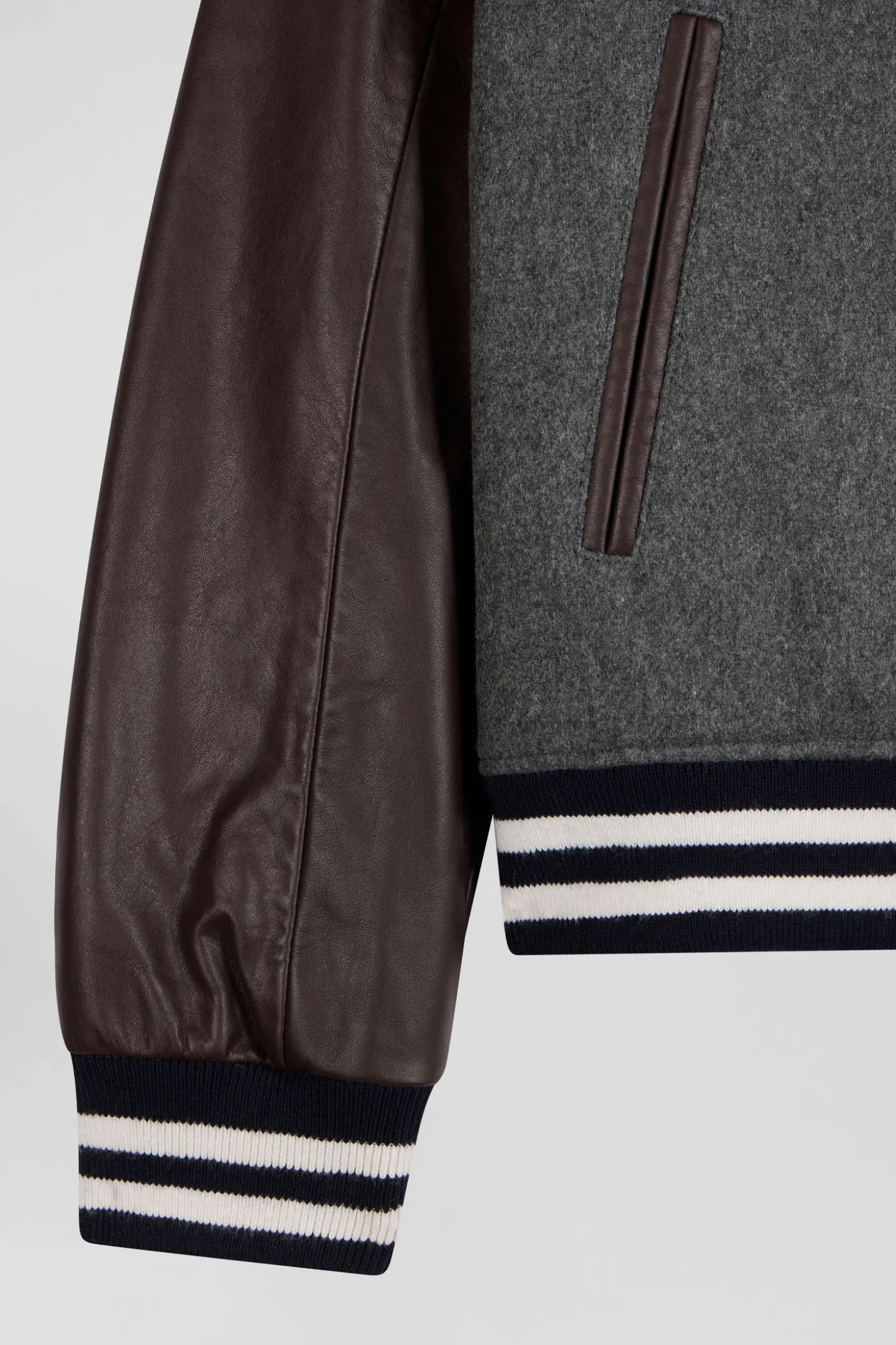 Dark grey Teddy leather jacket