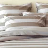 Duo of rectangular striped pillow case - beige