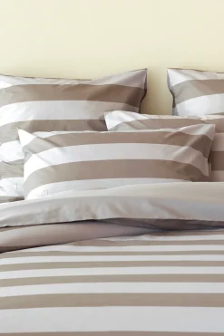 Duo of rectangular striped pillow case - beige