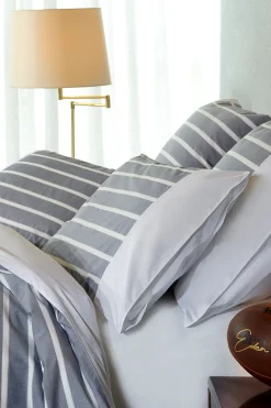 duo of rectangular striped pillow case - grey