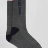 Eden Park grey stretch cotton socks with striped edges